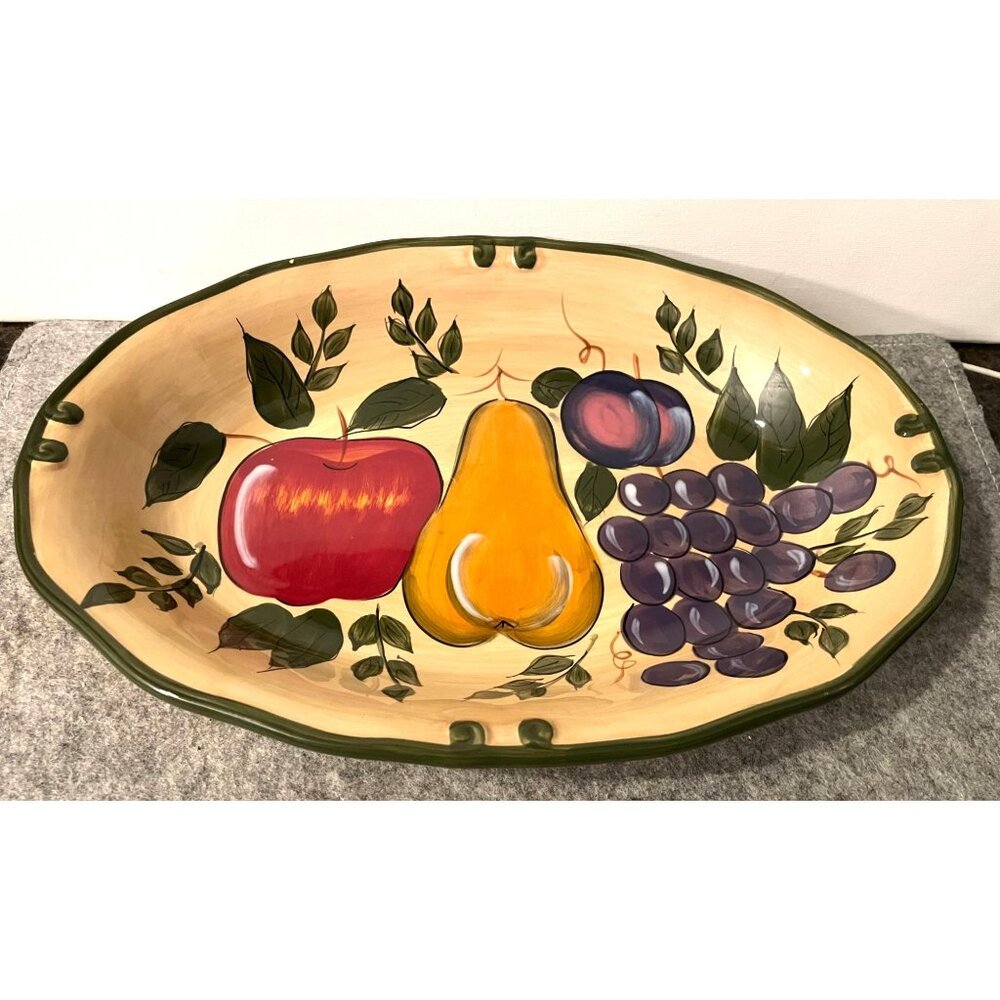 1 Home Trends Granada Fruit Design 13.25" by 9.25 Oval Bowl  # 2130